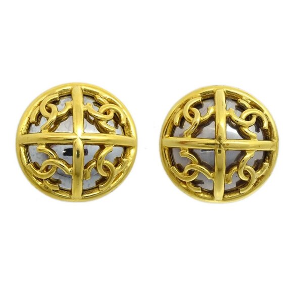 Chanel Button Earrings Gold Clip-On 93P/2939 - Picture 1 of 4